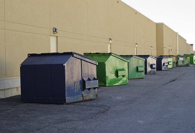 large construction dumpster positioned on a city street in Guy